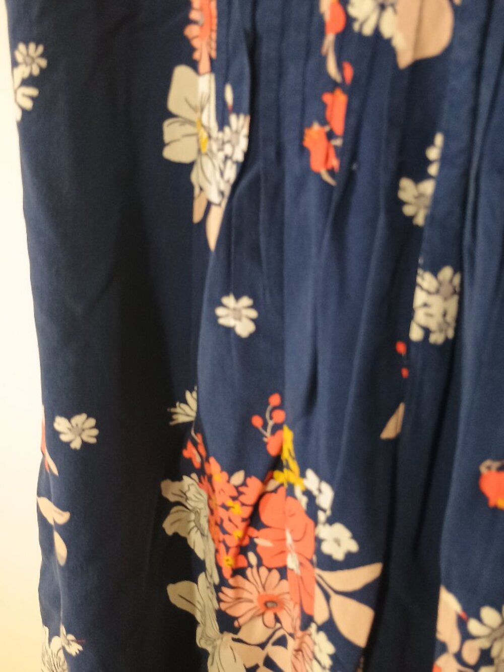 Old Navy XL Navy Floral Sleeveless Split Neck Pintuck Rayon Summer Dress - Picture 7 of 8